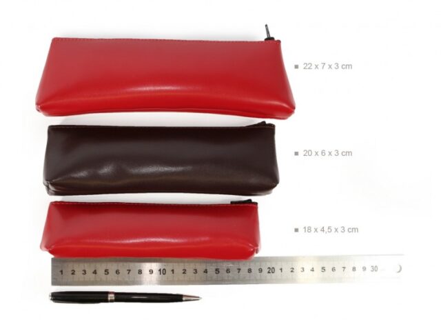 Lavoisier Maroquinier - Grande trousse triangle en cuir rouge coquelicot