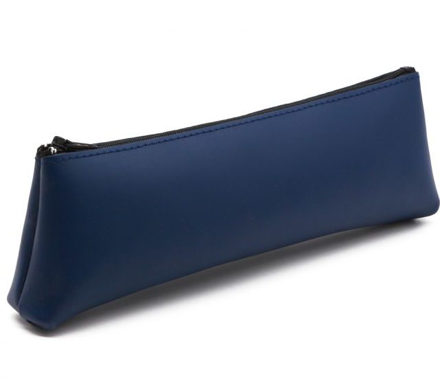 Lavoisier Maroquinier - Grande trousse triangle en cuir bleu cobalt