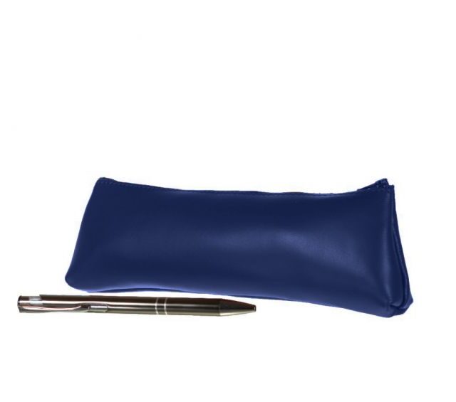 Lavoisier Maroquinier - Grande trousse triangle en cuir bleu cobalt