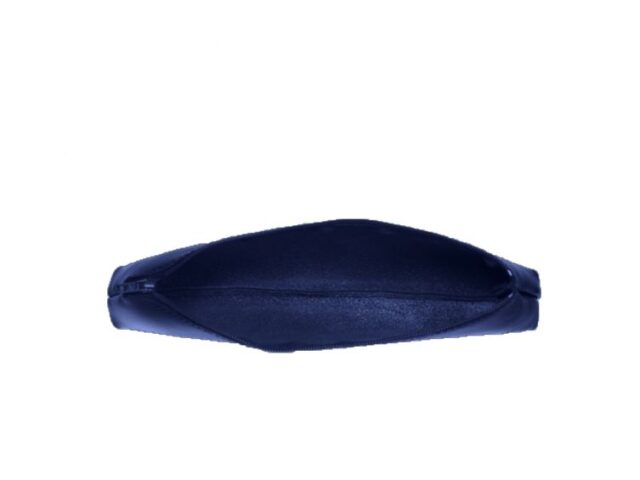 Lavoisier Maroquinier - Grande trousse triangle en cuir bleu cobalt