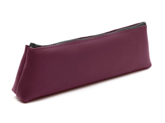 Lavoisier Maroquinier - Grande trousse triangle en cuir bordeaux