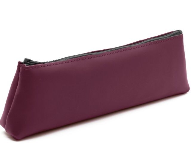 Lavoisier Maroquinier - Grande trousse triangle en cuir bordeaux