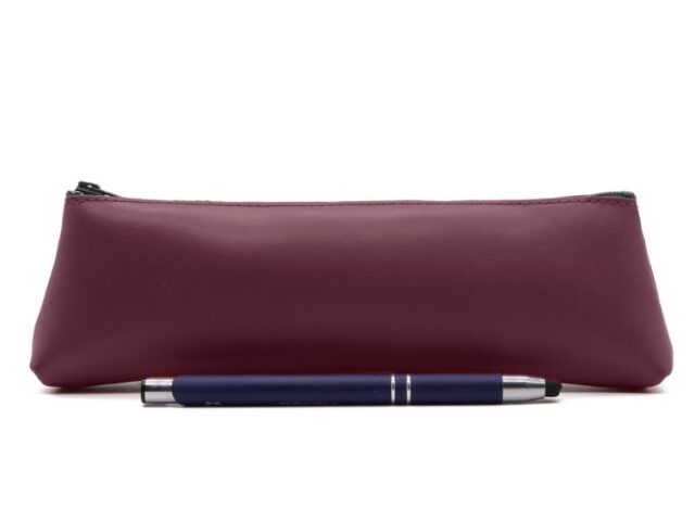 LAVOISIER Maroquinier - Grande trousse triangle en cuir bordeaux