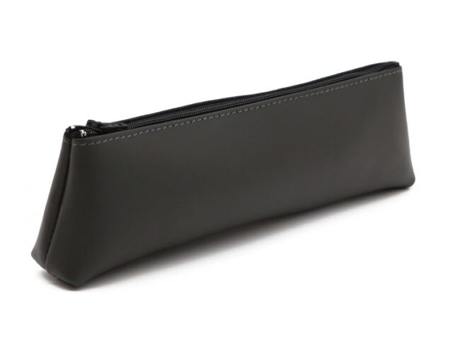 Lavoisier Maroquinier - Grande trousse triangle en cuir gris fer