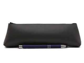 LAVOISIER Maroquinier - Grande trousse triangle en cuir gris fer