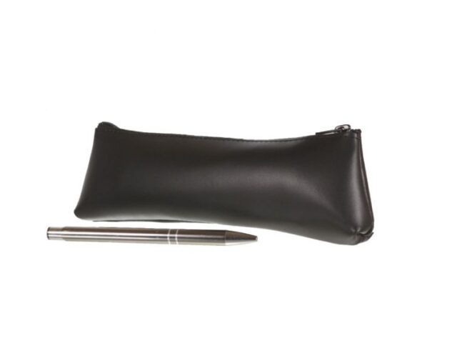 Lavoisier Maroquinier - Grande trousse triangle en cuir gris fer