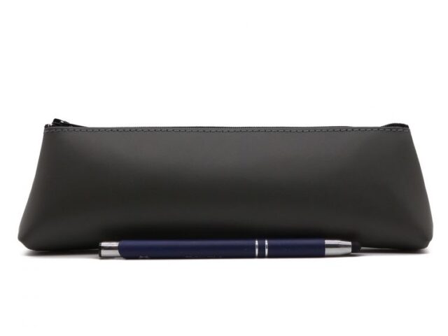 LAVOISIER Maroquinier - Grande trousse triangle en cuir gris fer