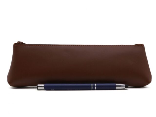 Lavoisier Maroquinier - Grande trousse triangle en cuir marron