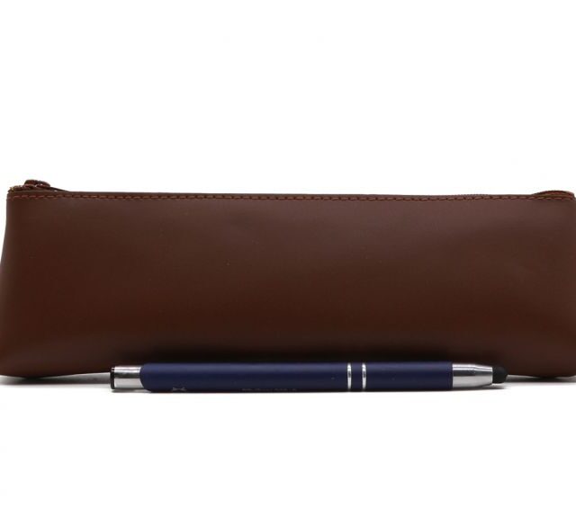 Lavoisier Maroquinier - Grande trousse triangle en cuir marron