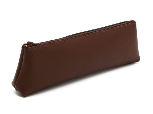 Lavoisier Maroquinier - Grande trousse triangle en cuir marron