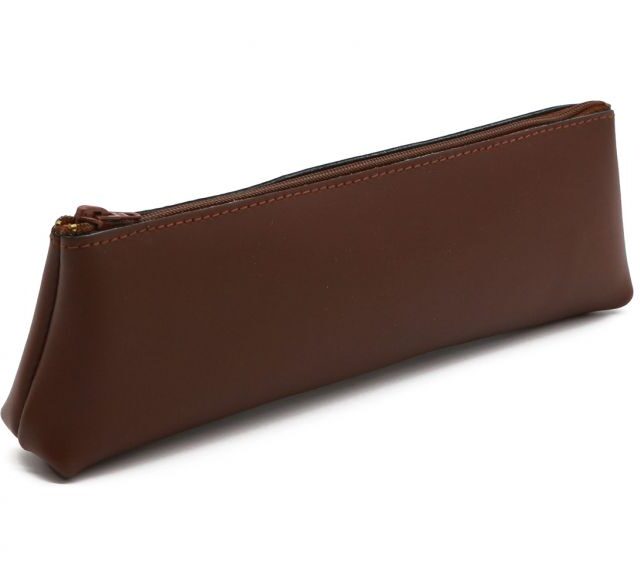 Lavoisier Maroquinier - Grande trousse triangle en cuir marron