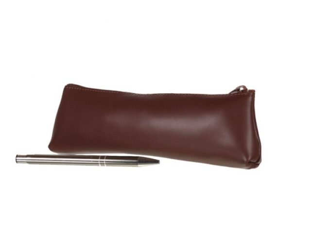 Lavoisier Maroquinier - Grande trousse triangle en cuir marron