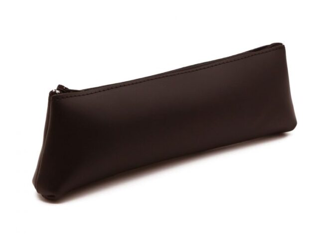 Lavoisier Maroquinier - Grande trousse triangle en cuir marron foncé