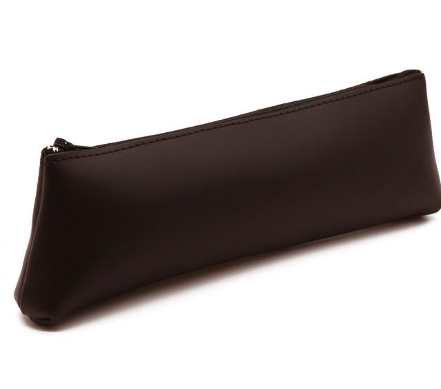 Lavoisier Maroquinier - Grande trousse triangle en cuir marron foncé