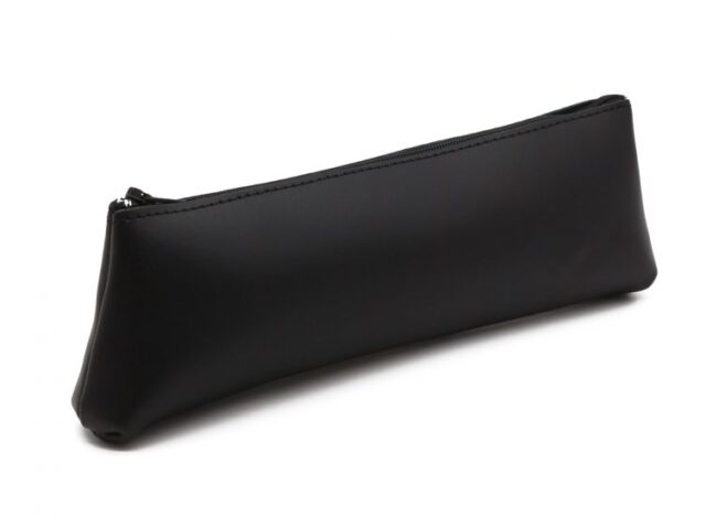 Lavoisier Maroquinier - Grande trousse triangle en cuir noir