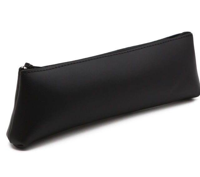 Lavoisier Maroquinier - Grande trousse triangle en cuir noir