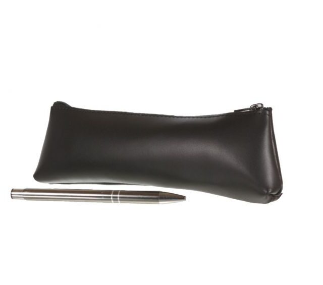 Lavoisier Maroquinier - Grande trousse triangle en cuir noir