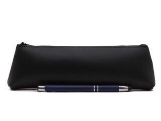 LAVOISIER Maroquinier - Grande trousse triangle en cuir noir