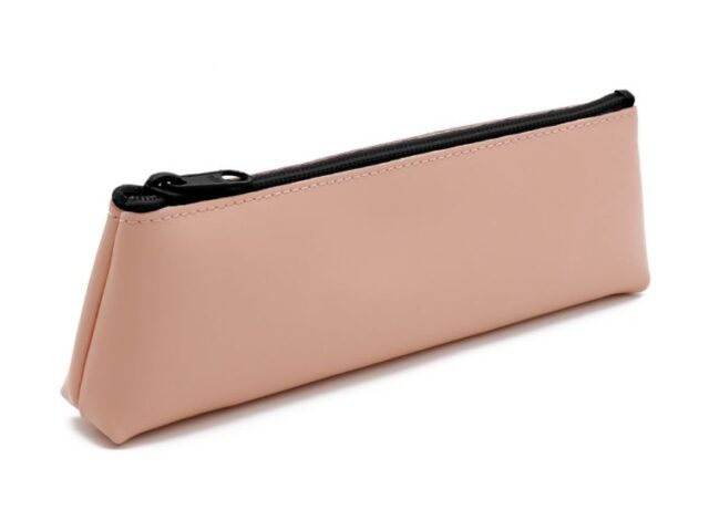 Lavoisier Maroquinier - Grande trousse triangle en cuir rose