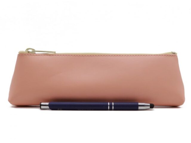 Lavoisier Maroquinier - Grande trousse triangle en cuir rose