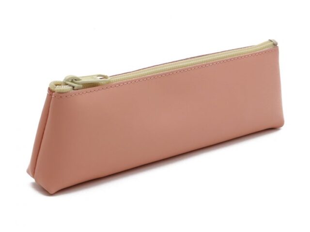 Lavoisier Maroquinier - Grande trousse triangle en cuir rose