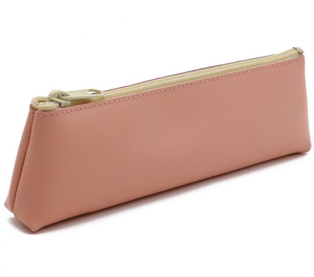 Lavoisier Maroquinier - Grande trousse triangle en cuir rose