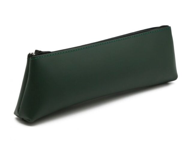 Lavoisier Maroquinier - Grande trousse triangle en cuir vert