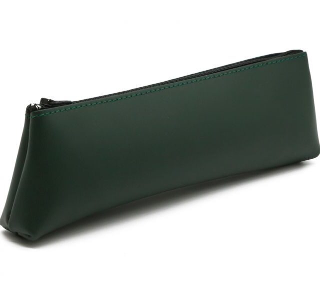 Lavoisier Maroquinier - Grande trousse triangle en cuir vert