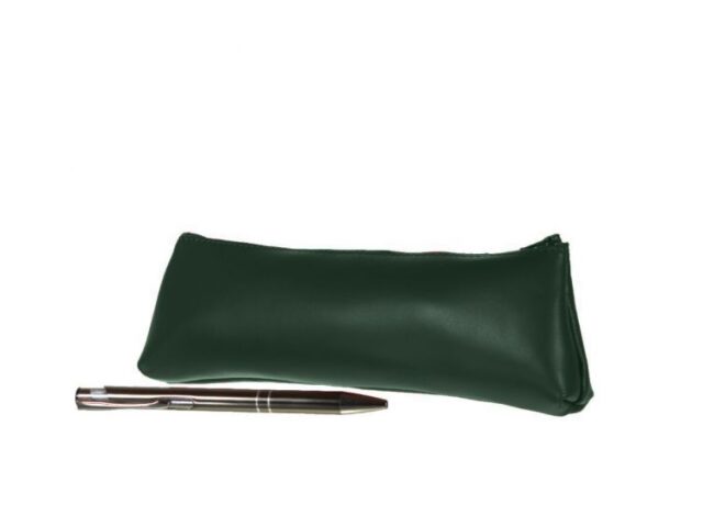 Lavoisier Maroquinier - Grande trousse triangle en cuir vert