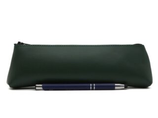 LAVOISIER Maroquinier - Grande trousse triangle en cuir vert