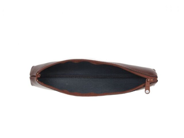 Lavoisier Maroquinier - Grande trousse triangle en cuir vert