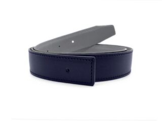 LAVOISIER Maroquinier - Hermes compatible – bande de cuir réversible 35mm, marine lisse et gris grainé – 5003 Choisir