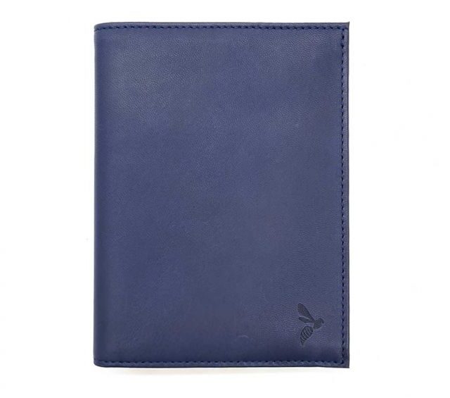 La Guêpe - Petite Maroquinerie - pack Portefeuille anti-rfid "Luxe" en cuir bleu - 15 cm 4 volets - PM-019-06