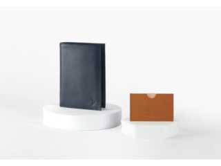 La Guêpe - pack Portefeuille anti-rfid Luxe en cuir bleu  15 cm 4 volets  PM-019-06