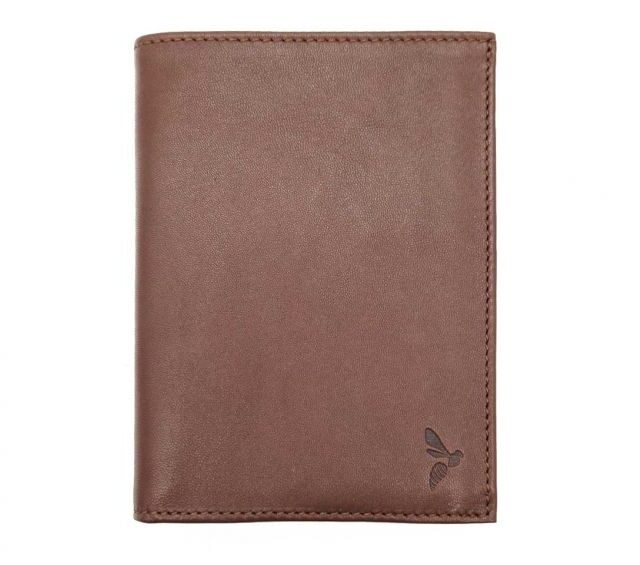 La Guêpe - Petite Maroquinerie - pack Portefeuille anti-rfid "Luxe" en cuir marron - 15 cm 4 volets - PM-019-06