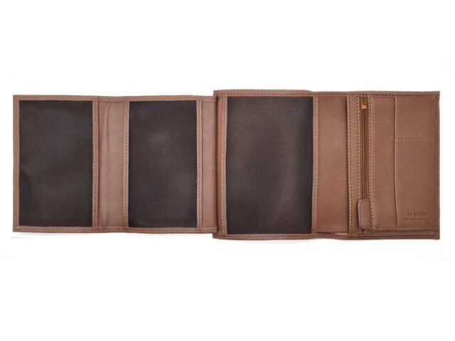 La Guêpe - Petite Maroquinerie - pack Portefeuille anti-rfid "Luxe" en cuir marron - 15 cm 4 volets - PM-019-06