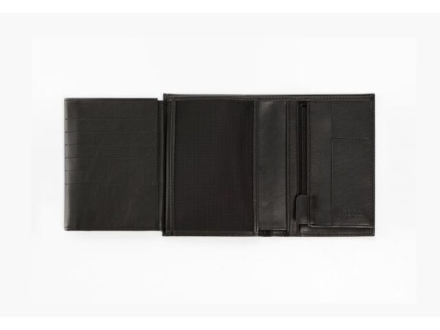 La Guêpe - Petite Maroquinerie - pack Portefeuille anti-rfid "Luxe" en cuir noir - 15 cm 4 volets - PM-019-06