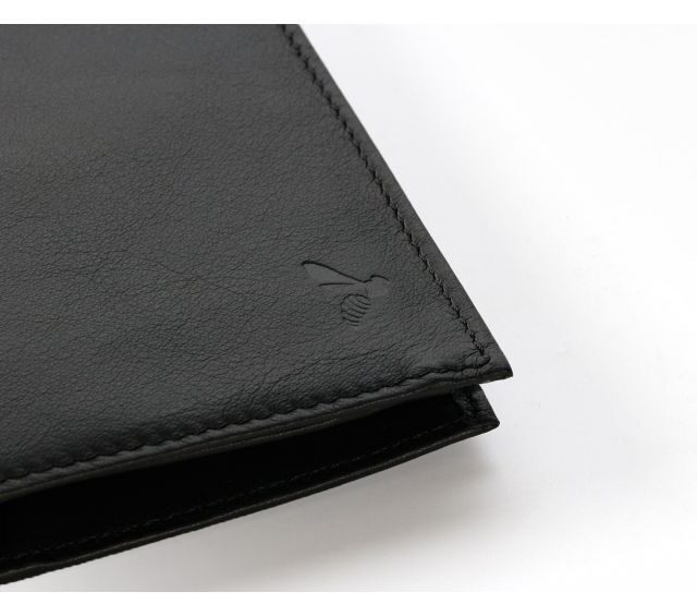 La Guêpe - Petite Maroquinerie - pack Portefeuille anti-rfid "Luxe" en cuir noir - 15 cm 4 volets - PM-019-06