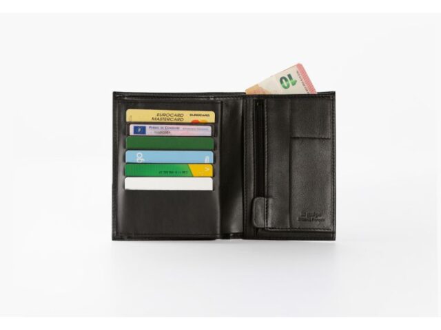 La Guêpe - Petite Maroquinerie - pack Portefeuille anti-rfid "Luxe" en cuir noir - 15 cm 4 volets - PM-019-06