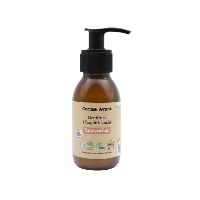 Comme Avant - Dentifrice Bio en Pâte 90ml - Efficace & Naturel - à l'Argile Blanche - Sans Parfum