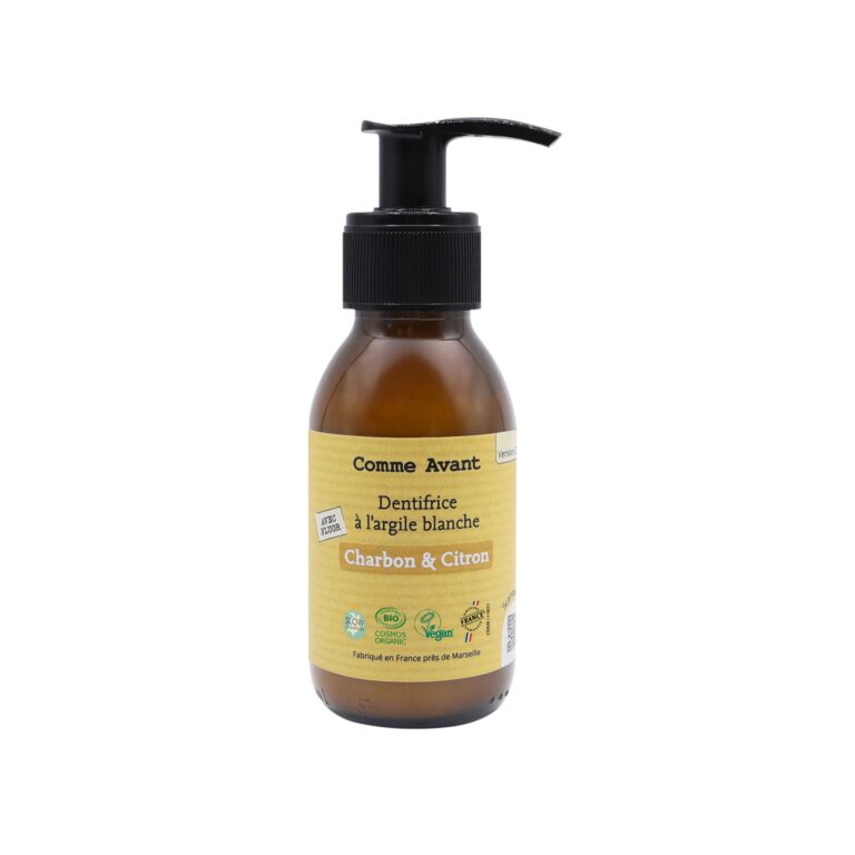 Comme Avant - Dentifrice Bio Citron & Charbon en Pâte 90ml - Efficace & Naturel - à l'Argile Blanche