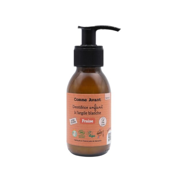 Comme Avant - Dentifrice Enfant Bio Fraise en Pâte 90ml - Efficace & Naturel- Fluor & Argile Blanche