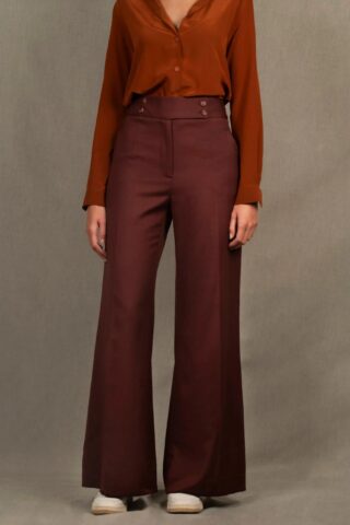 Pantalon Tailleur Femme Large en Laine Lie de Vin – Certitude par la marque My tailor is Joh My tailor is Joh - Pantalon Tailleur Femme Large en Laine Lie de Vin – Certitude