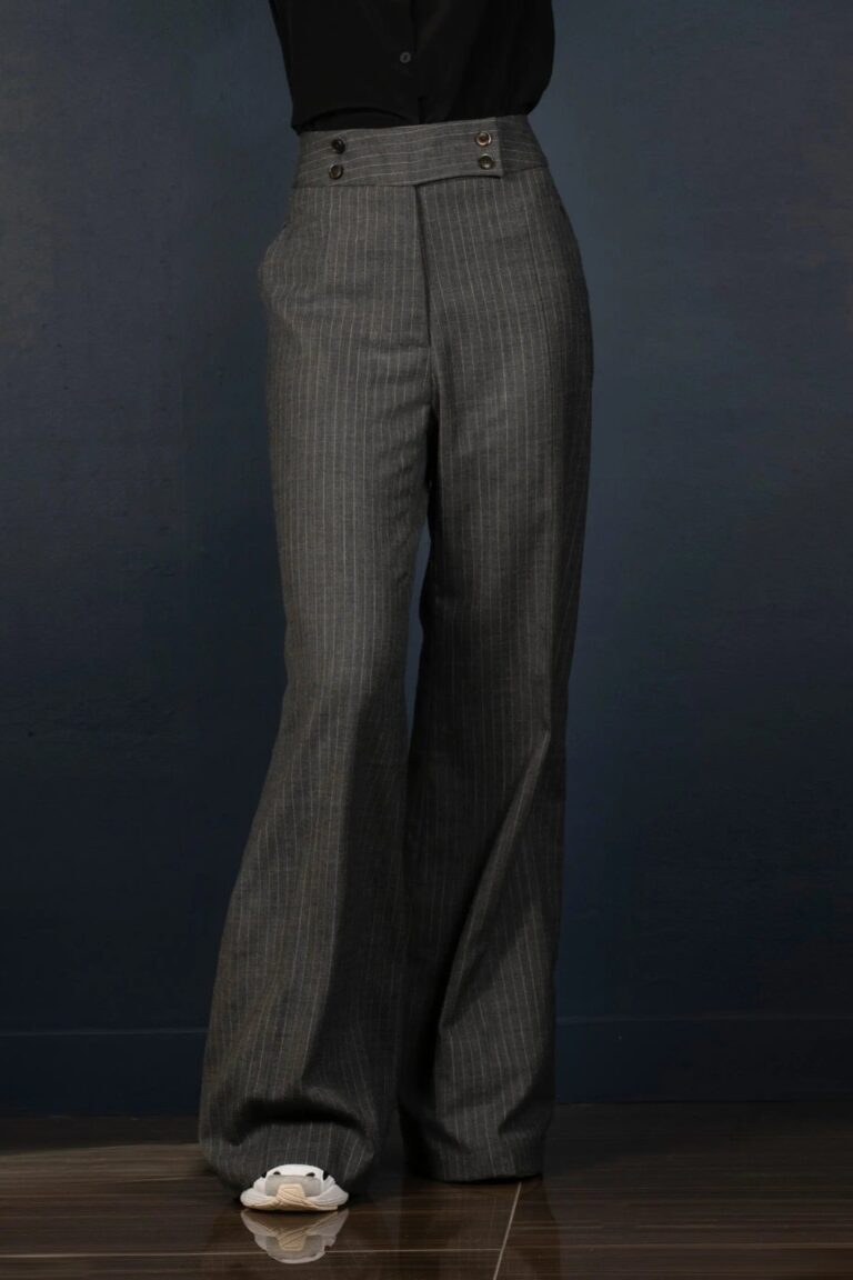 My tailor is Joh - Pantalon Femme Large Laine Gris rayé - Certitude