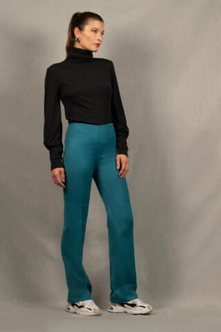 Pantalon Tailleur Femme Droit Laine Bleu pacifique – Sœur par la marque My tailor is Joh My tailor is Joh - Pantalon Tailleur Femme Droit Laine Bleu pacifique – Sœur