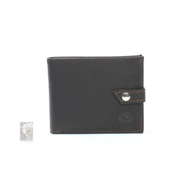 La Guêpe - Petite Maroquinerie - Petit Portefeuille 3 volets en cuir marron - 440