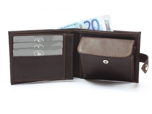 La Guêpe - Petite Maroquinerie - Petit Portefeuille 3 volets en cuir marron - 440