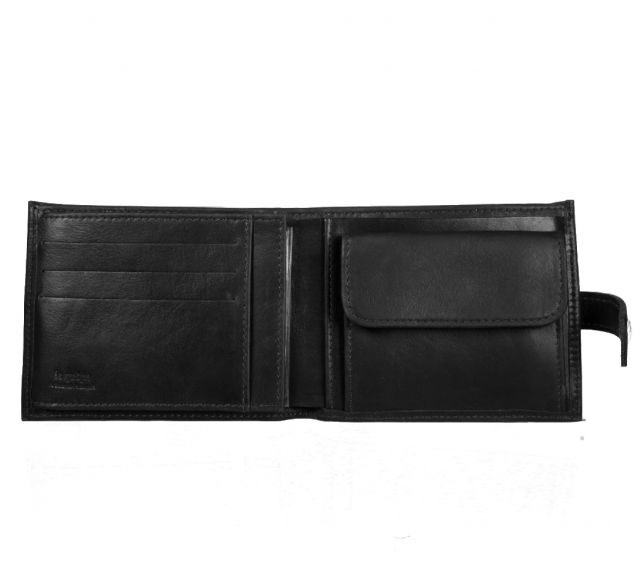 La Guêpe - Petite Maroquinerie - Petit Portefeuille 3 volets en cuir noir - 440