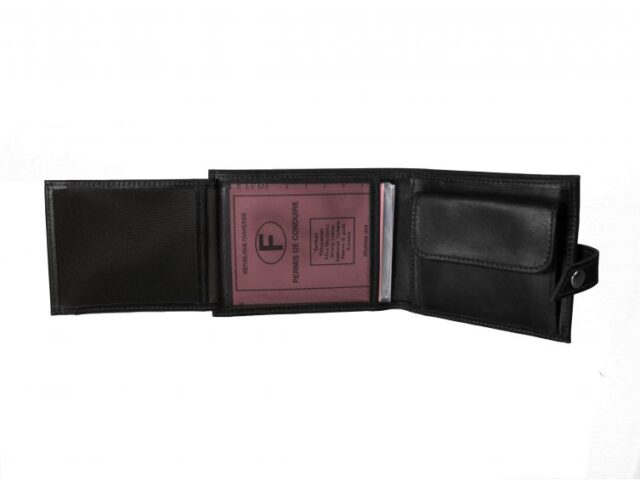 La Guêpe - Petite Maroquinerie - Petit Portefeuille 3 volets en cuir noir - 440