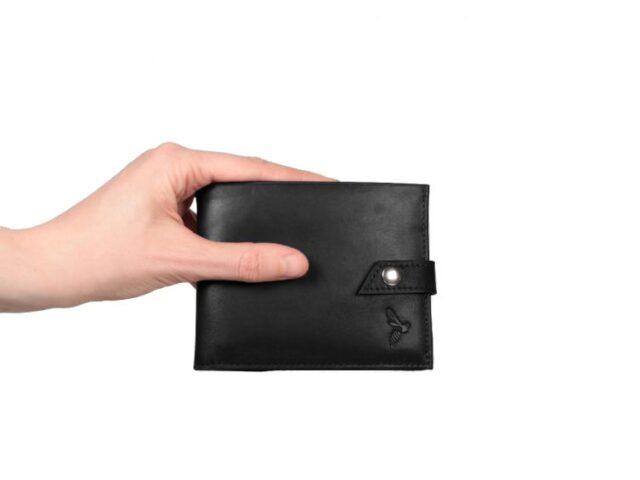 La Guêpe - Petite Maroquinerie - Petit Portefeuille 3 volets en cuir noir - 440